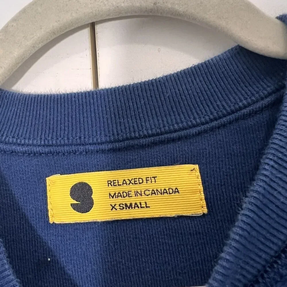 Yellow Label Co Sweatshirt Women’s‎ XS Blue Cropped Inside Out Pullover - Picture 3 of 7